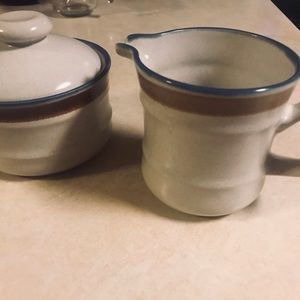 Craftstone creamer and sugar . Craftstone made in Japan